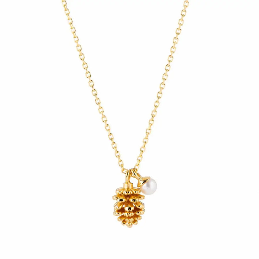 Acorn and Pearl Charm Necklace Gold 1 - Australian Jewellery Brand Bowerbird Jewels