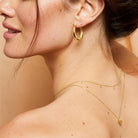 Acorn and Pearl Charm Necklace Gold 1 - on model- Australian Jewellery Brand Bowerbird Jewels
