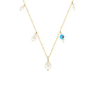 Alba Gold Filled Necklace with Evil Eye and Pearl Drops Gold 1 - Australian Jewellery Brand Bowerbird Jewels
