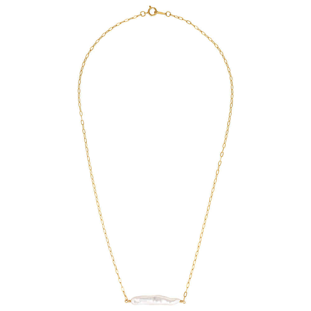 Aluna Gold Filled Necklace with  Biwa Pearl Gold 3 - Bowerbird Jewels - Online Jewellery Store