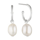 Arcane Pearl Drop Hoop Earrings Silver 1 - Australian Jewellery Brand Bowerbird Jewels