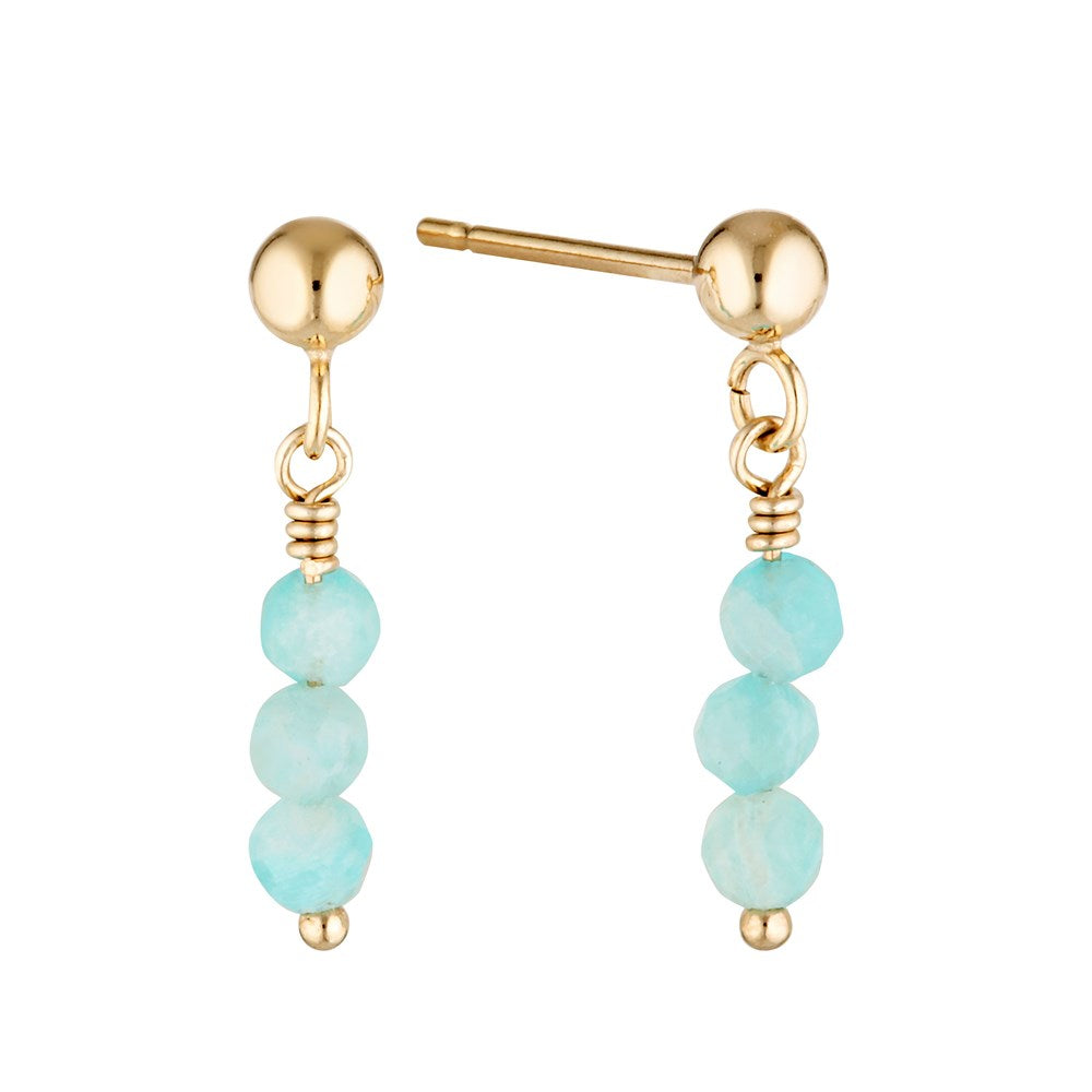 Ardour Drop Earrings Gold and Amazonite 1 - Bowerbird Jewels - Online Jewellery Store