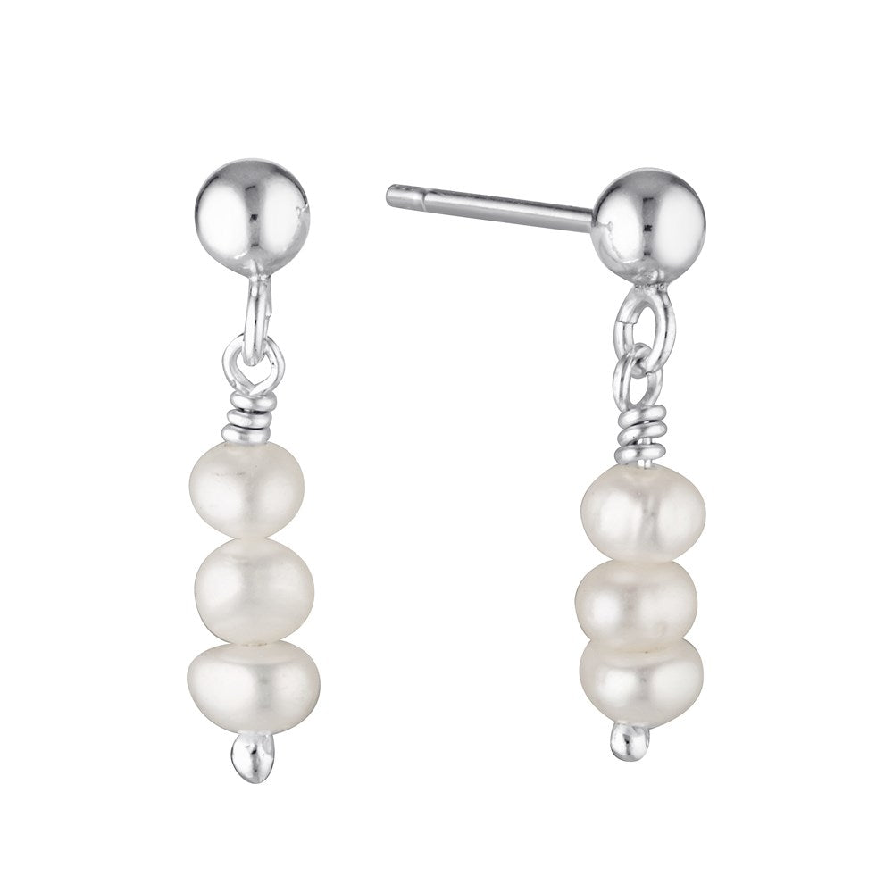 Ardour Drop Earrings Silver and Pearl 1 - Bowerbird Jewels - Online Jewellery Store