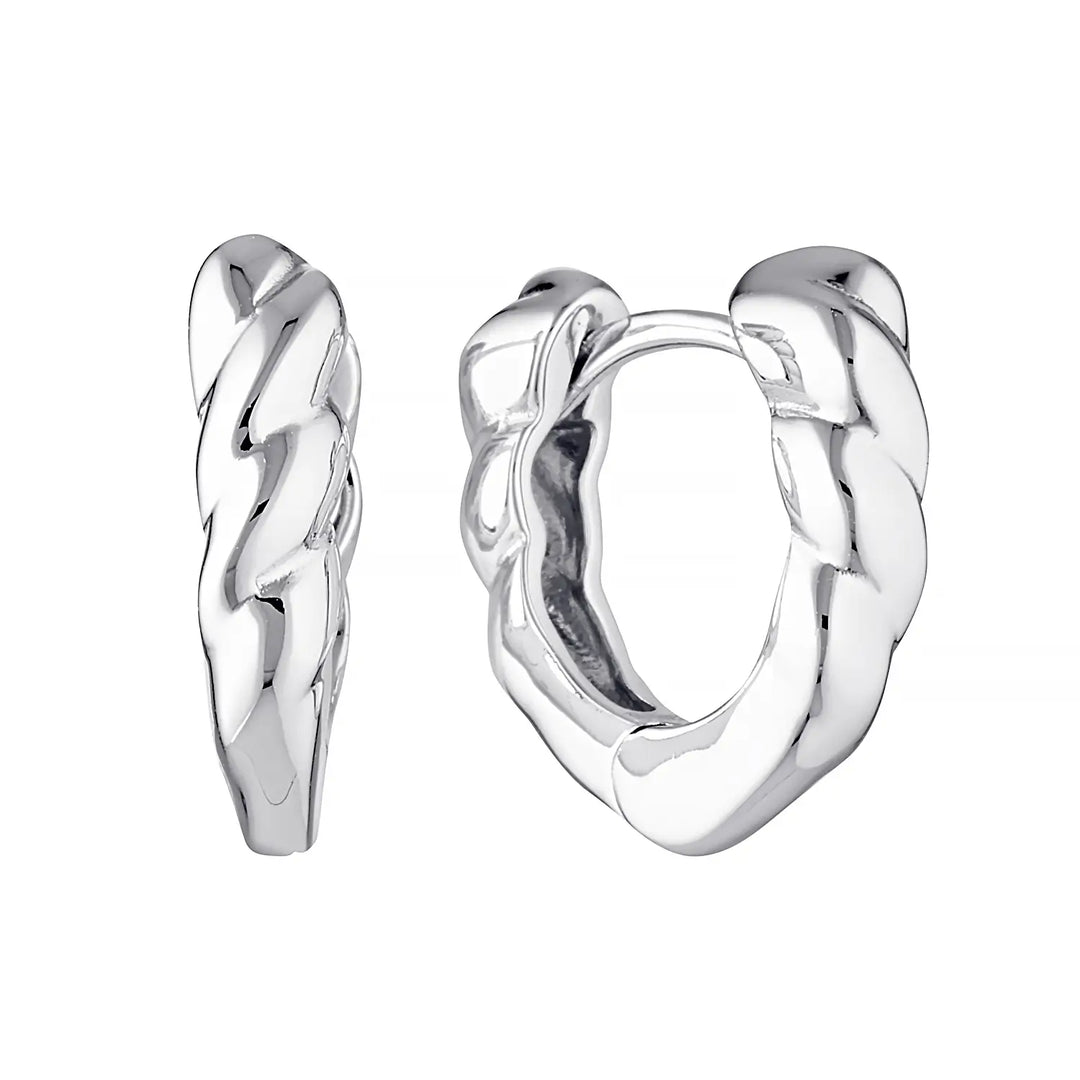 Aura Twist Huggie Hoop Earrings Silver 1 - Australian Jewellery Brand Bowerbird Jewels