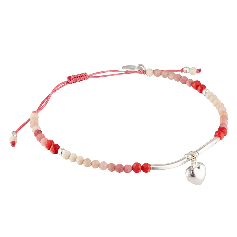 Aurora Beaded Gemstone Stacking Bracelet with Silver Heart Charm-Australian Jewellery Brand Bowerbird Jewels