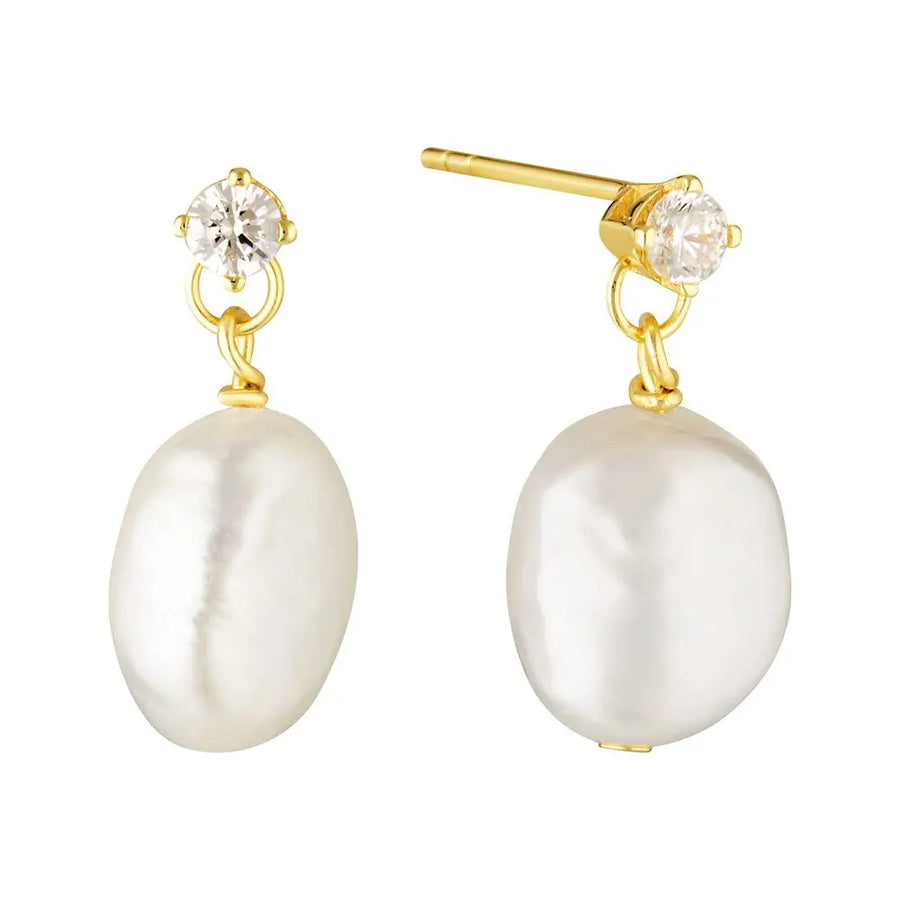 Avenoir Pearl Drop Earrings Gold 1 - Australian Jewellery Brand Bowerbird Jewels