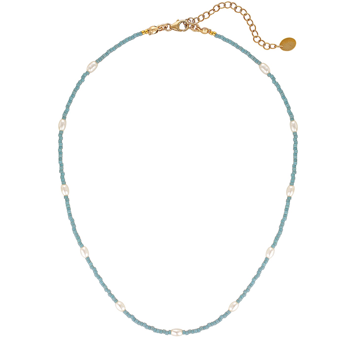 Laconic Rice Pearl Choker Necklace Blue 2 - Bowerbird Jewels - Online Jewellery Stores