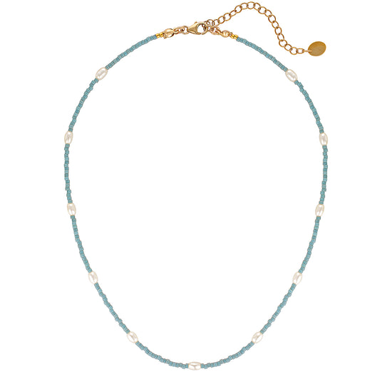 Load image into Gallery viewer, Laconic Rice Pearl Choker Necklace Blue 2 - Bowerbird Jewels - Online Jewellery Stores
