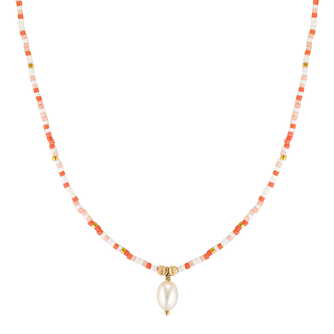 Serein Choker Necklace Coral 1 - Bowerbird Jewels - Online Jewellery Stores