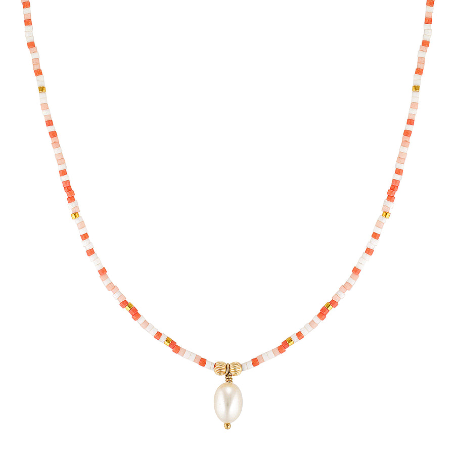 Serein Choker Necklace Coral 1 - Bowerbird Jewels - Online Jewellery Stores