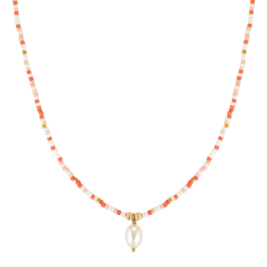 Serein Choker Necklace Coral 1 - Bowerbird Jewels - Online Jewellery Stores