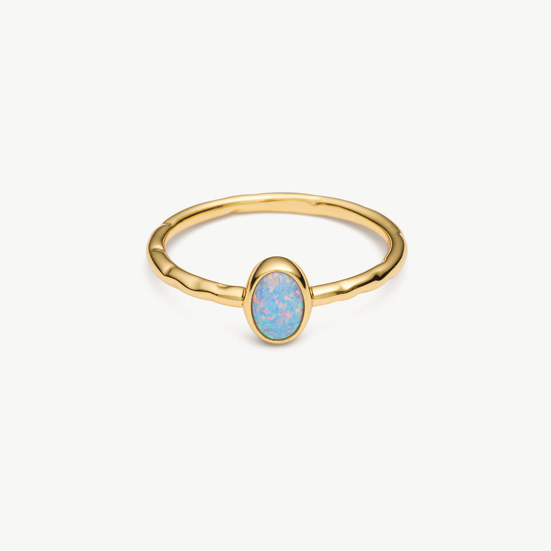 Solasta Solitaire Blue Opalite Ring in 18K Gold Vermeil