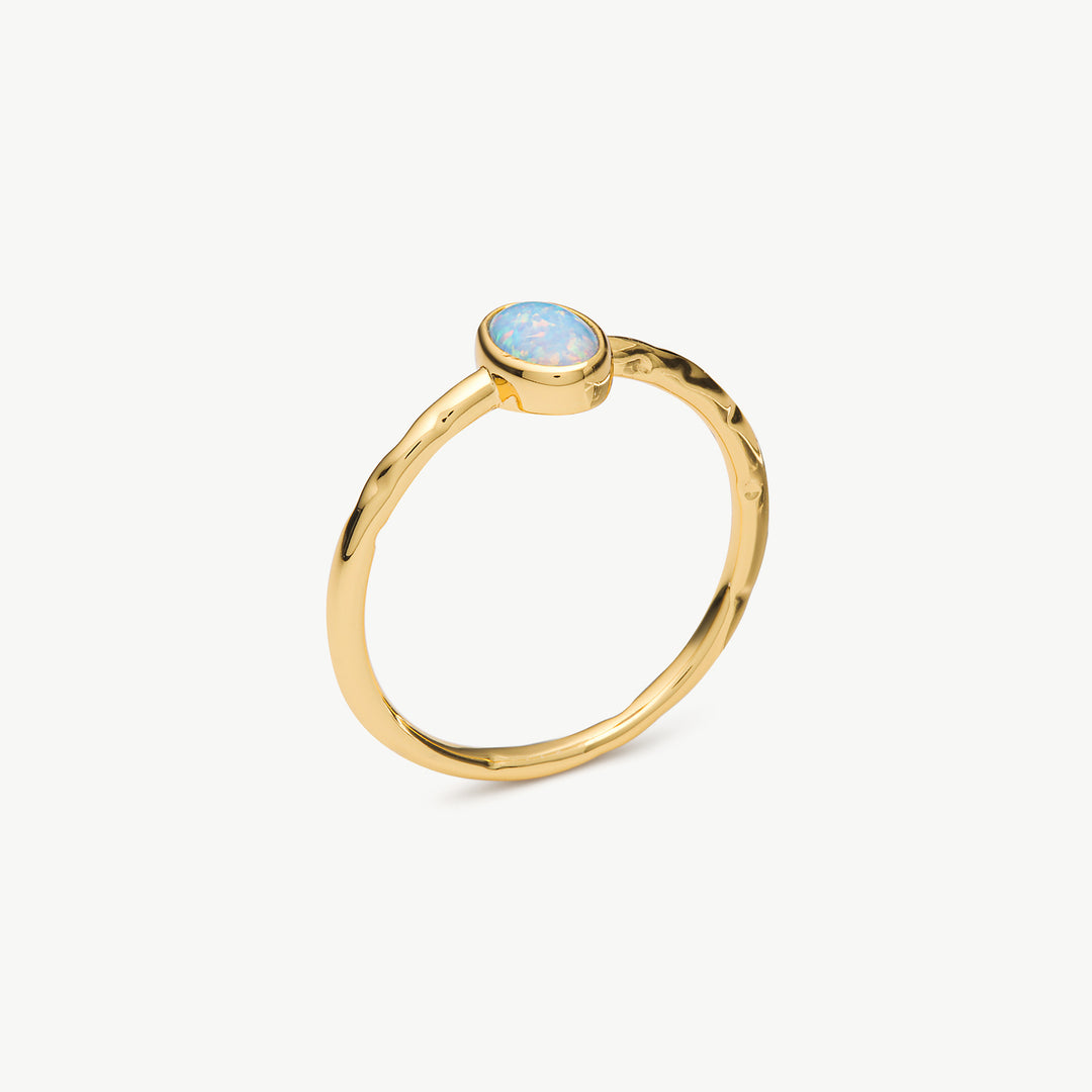 Solasta Solitaire Blue Opalite Ring in 18K Gold Vermeil