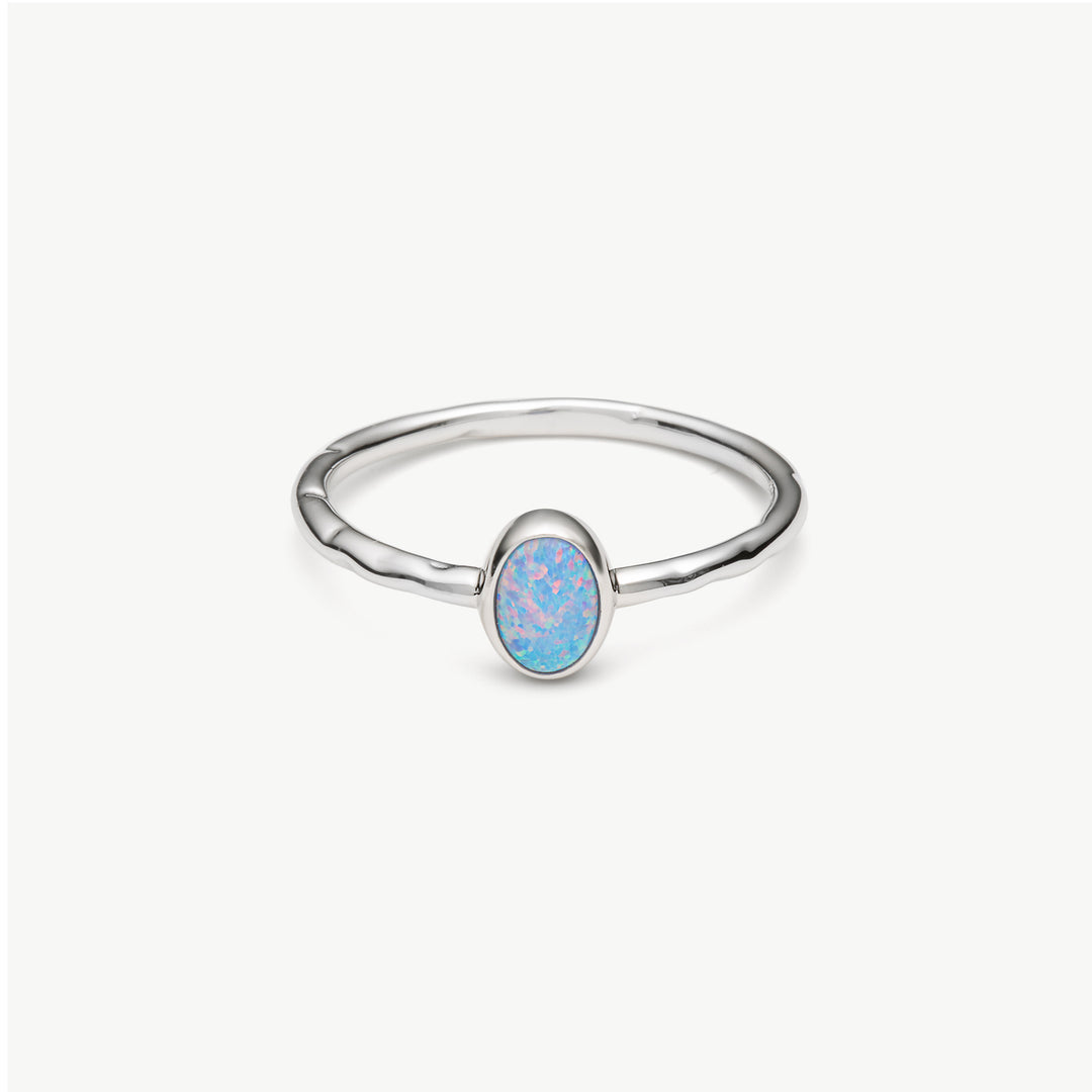 Solasta Solitaire Blue Opalite Ring in Sterling Silver