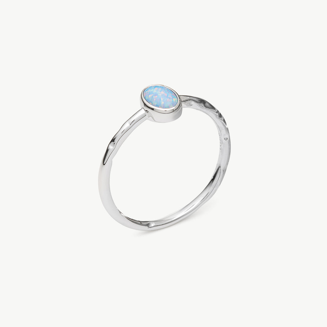 Solasta Solitaire Blue Opalite Ring in Sterling Silver