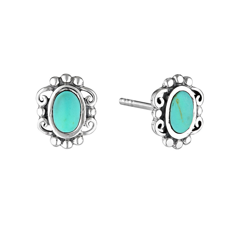 Sterling Silver Turquoise Scroll Earrings