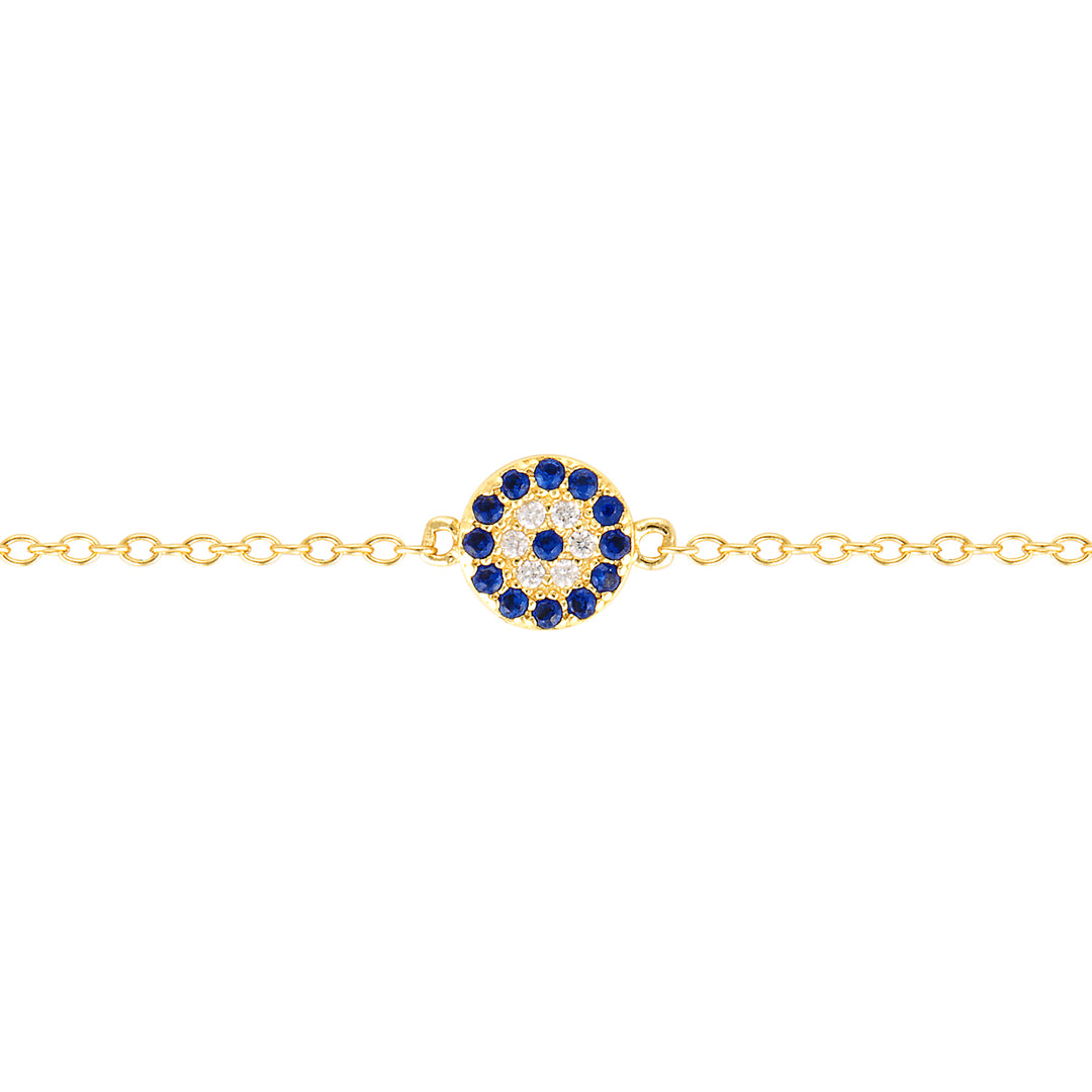 Yellow Gold Evil Eye Necklace and Bracelet Set - Dark Blue