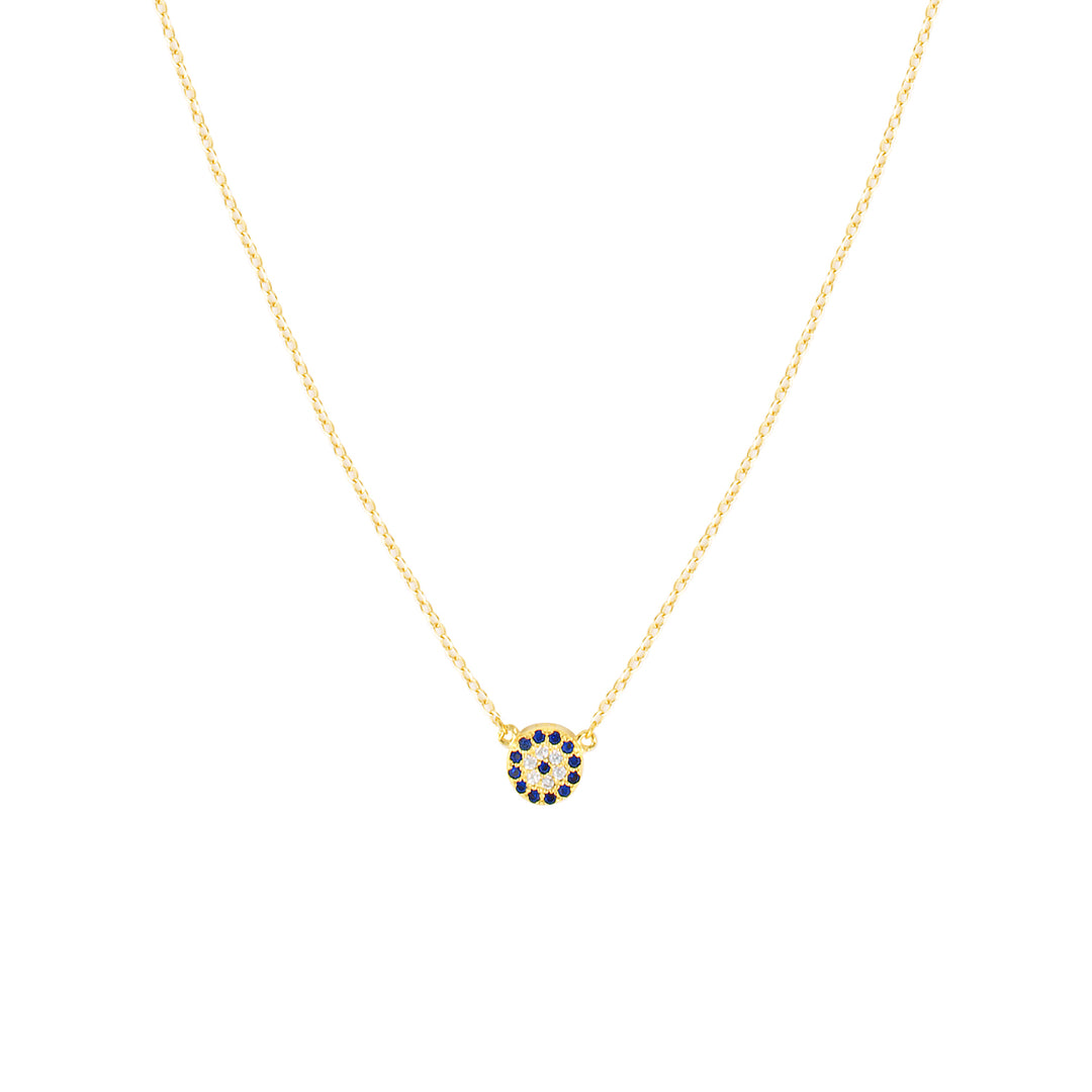 Yellow Gold Evil Eye Necklace and Bracelet Set - Dark Blue