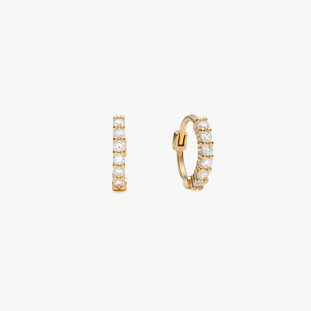 Gold Cubic Zirconia Huggie Earrings 