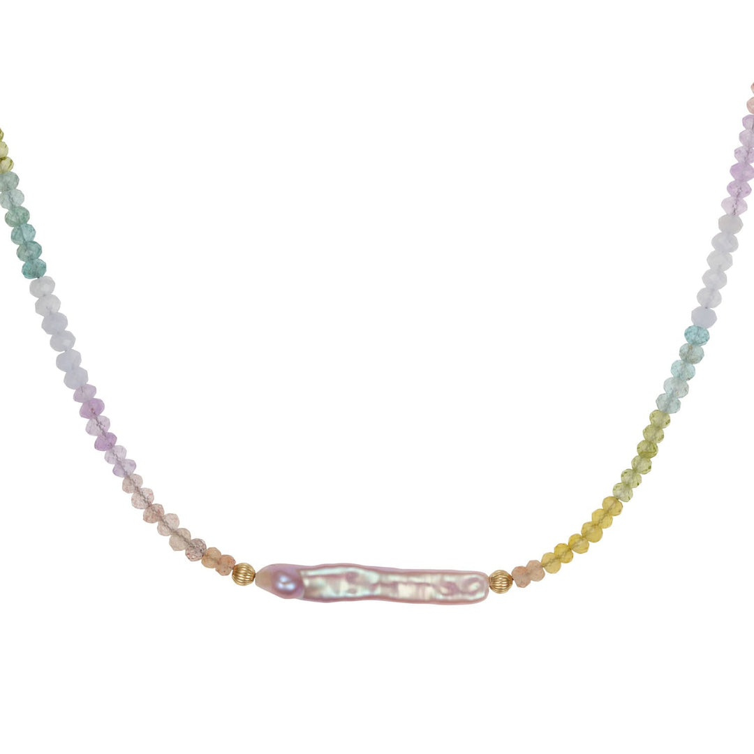 Chakra Pearl and Gemstone Beaded Necklace Gold 2- Australian Jewellery Brand Bowerbird Jewels
