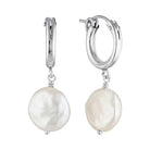Coin Pearl Hoop Earrings Silver 1 - Australian Jewellery Brand Bowerbird Jewels
