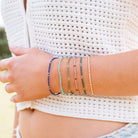 Colour Splice Lapis Lazuli Gemstone Stacking Bracelet 2 on model- Australian Jewellery Brand Bowerbird Jewels
