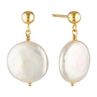 Drop Stud Coin Pearl Earrings Gold 1 - Australian Jewellery Brand Bowerbird Jewels