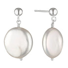 Drop Stud Coin Pearl Earrings Silver 1 - Australian Jewellery Brand Bowerbird Jewels