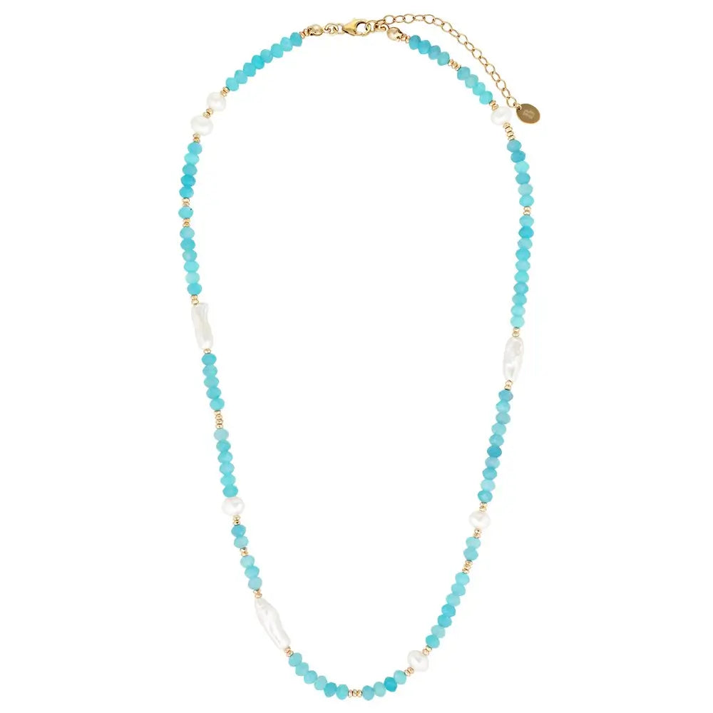 Eira Gold Filled Gemstone and Pearl Necklace Amazonite 2 - Australian Jewellery Brand Bowerbird Jewels