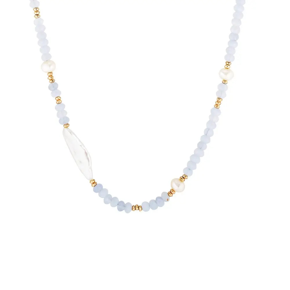 Eira Gold Filled Gemstone and Pearl Necklace Blue Lace 1 - Australian Jewellery Brand Bowerbird Jewels
