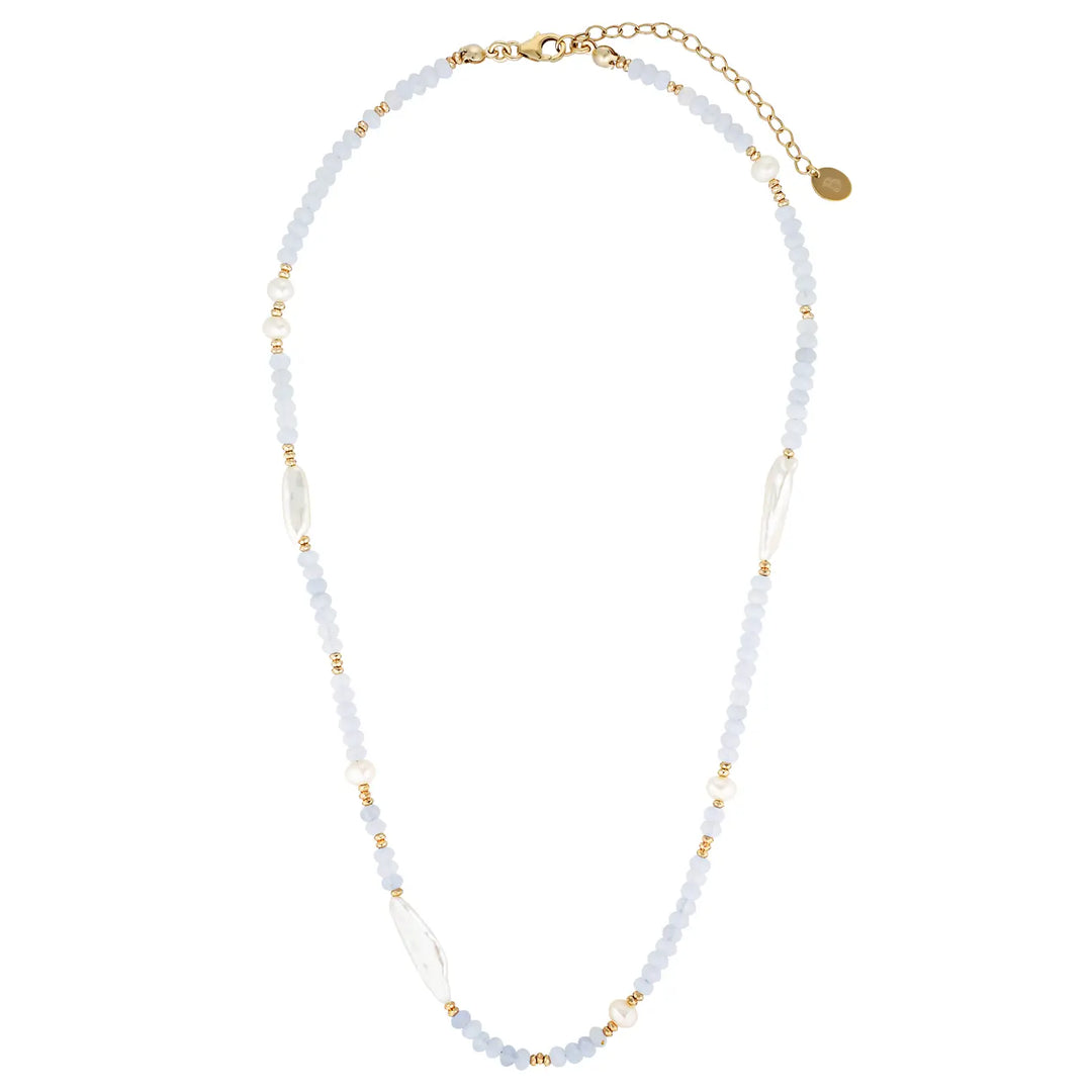 Eira Gold Filled Gemstone and Pearl Necklace Blue Lace 2 - Australian Jewellery Brand Bowerbird Jewels