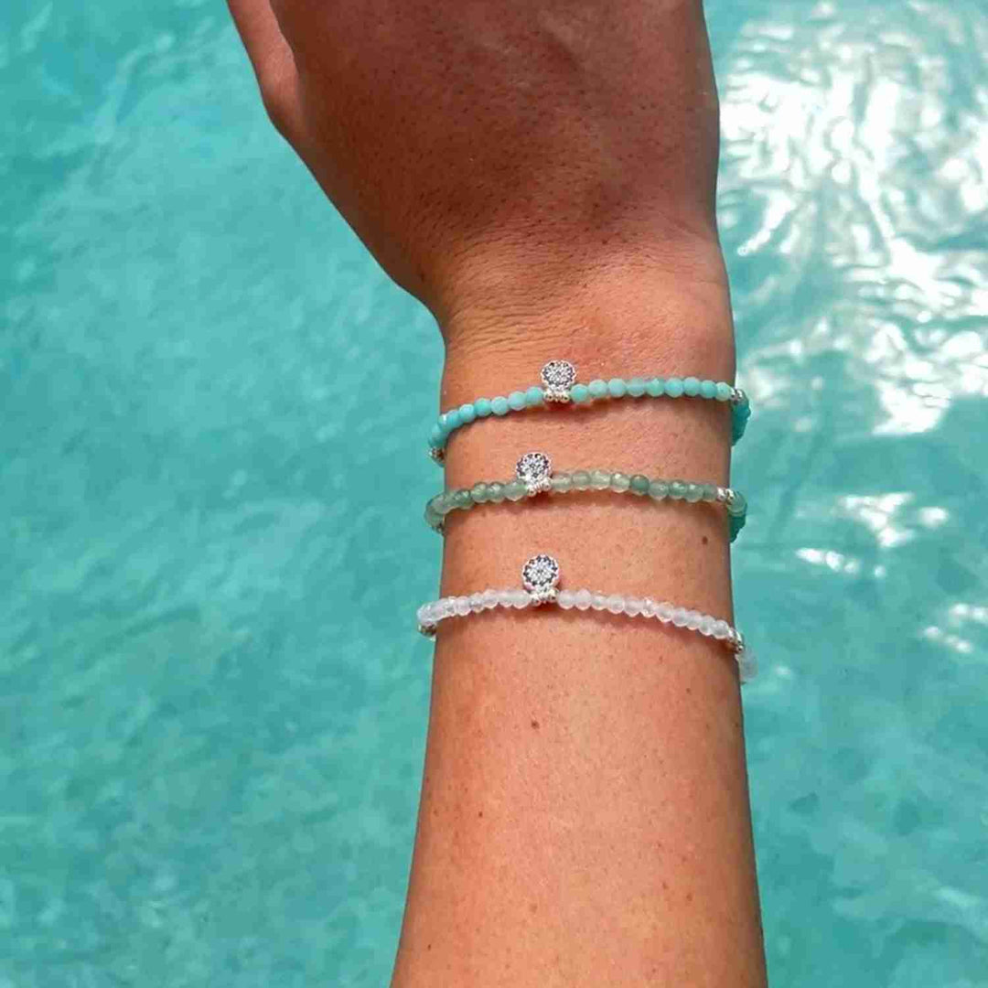 Evil Eye Aura Bracelet Green Aventurine Amazonite Aquamarine 1 - Bowerbird Jewels - Online Jewellery Store