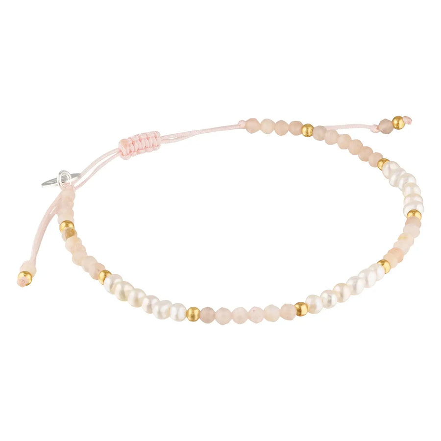 Fine Line Pearl and Sunstone Beaded Stacking Bracelet 1 - Australian Jewellery Brand Bowerbird Jewels