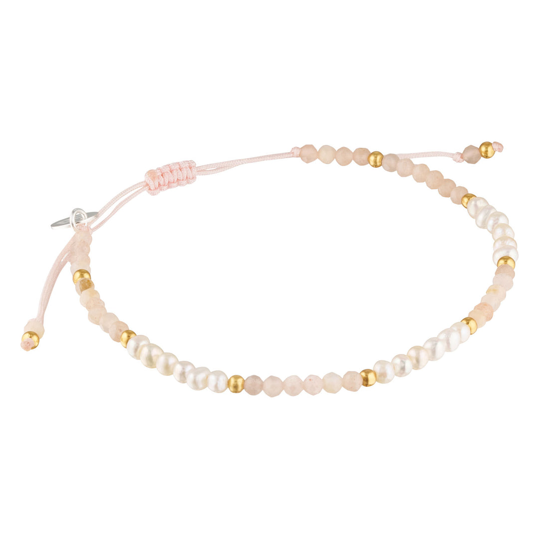 Fine Line Pearl and Sunstone Beaded Stacking Bracelet-Australian Jewellery Brand Bowerbird Jewel