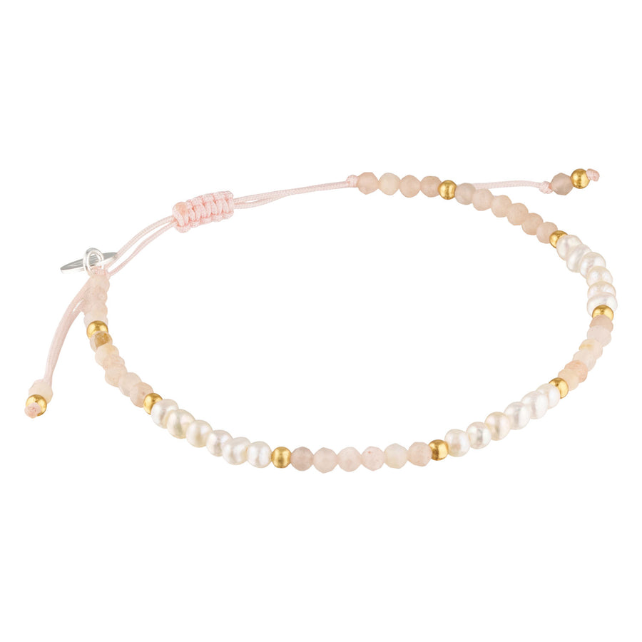 Fine Line Pearl and Sunstone Beaded Stacking Bracelet-Australian Jewellery Brand Bowerbird Jewel