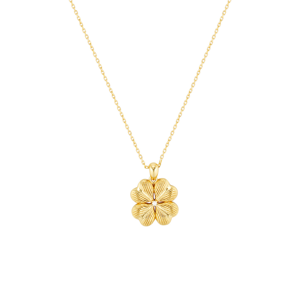 Four Leaf Clover Pendant Necklace in Sterling Silver or Gold