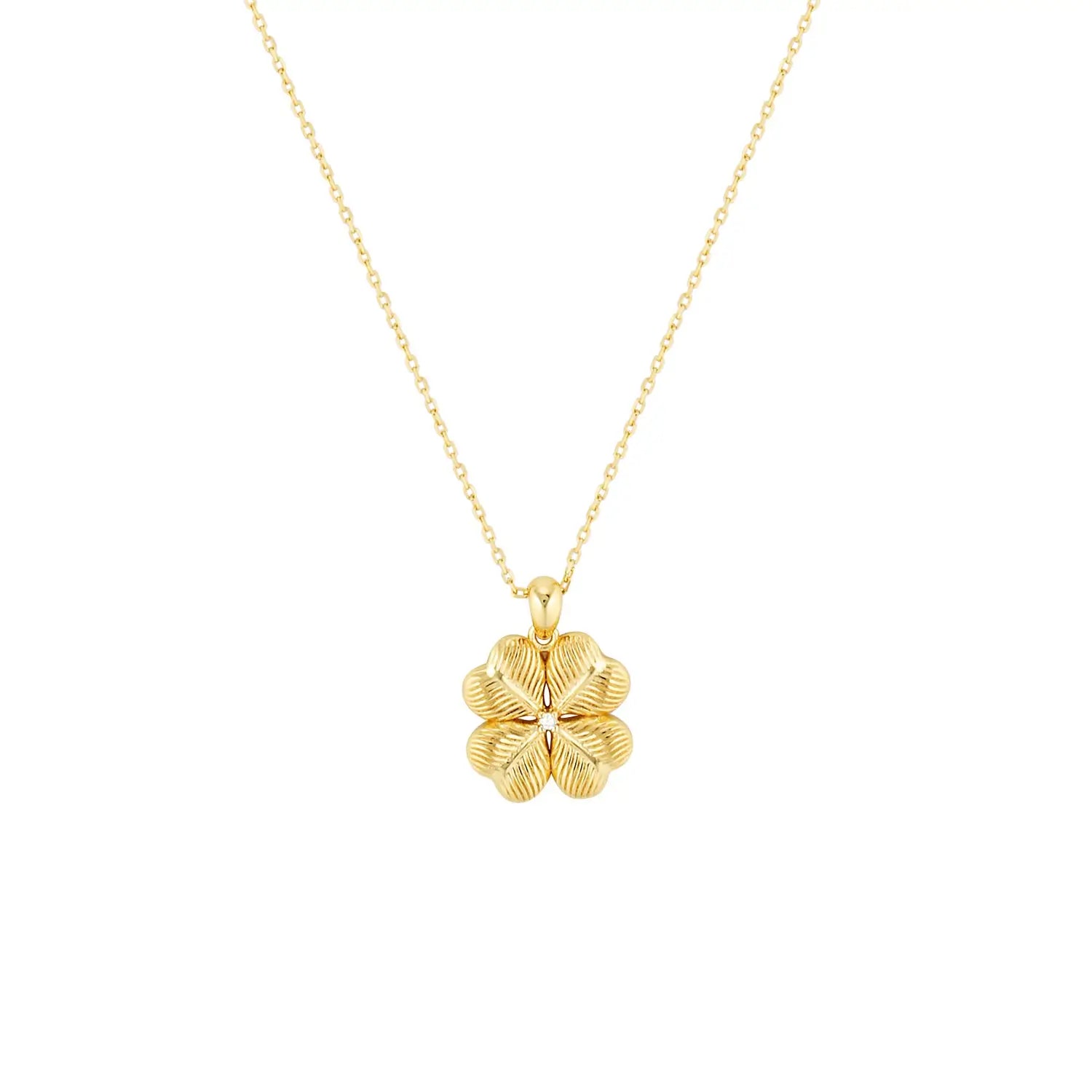 Four Leaf Clover Pendant Necklace in Sterling Silver or Gold Gold 1 - Australian Jewellery Brand Bowerbird Jewels