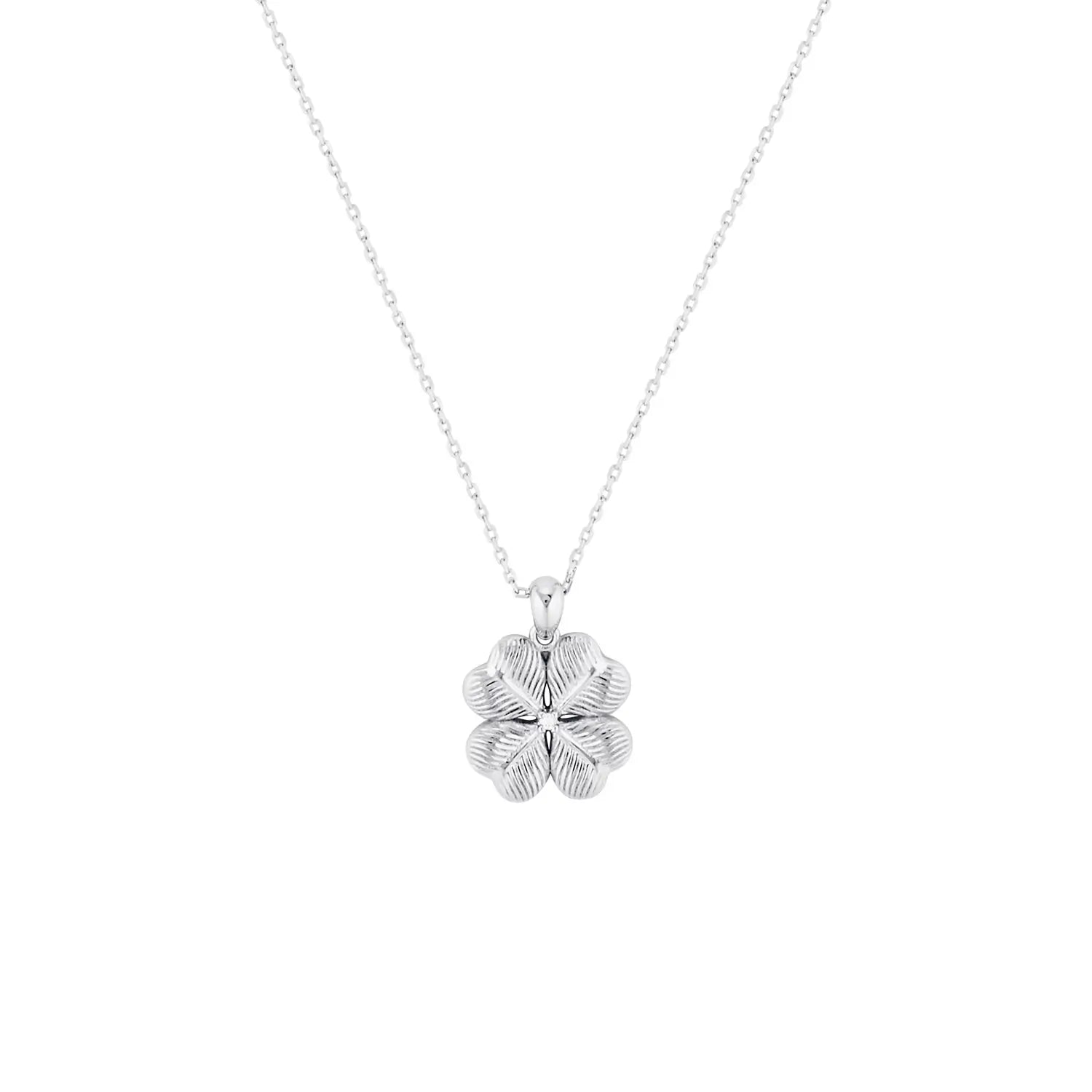 Four Leaf Clover Pendant Necklace in Sterling Silver or Gold Silver 1 - Australian Jewellery Brand Bowerbird Jewels