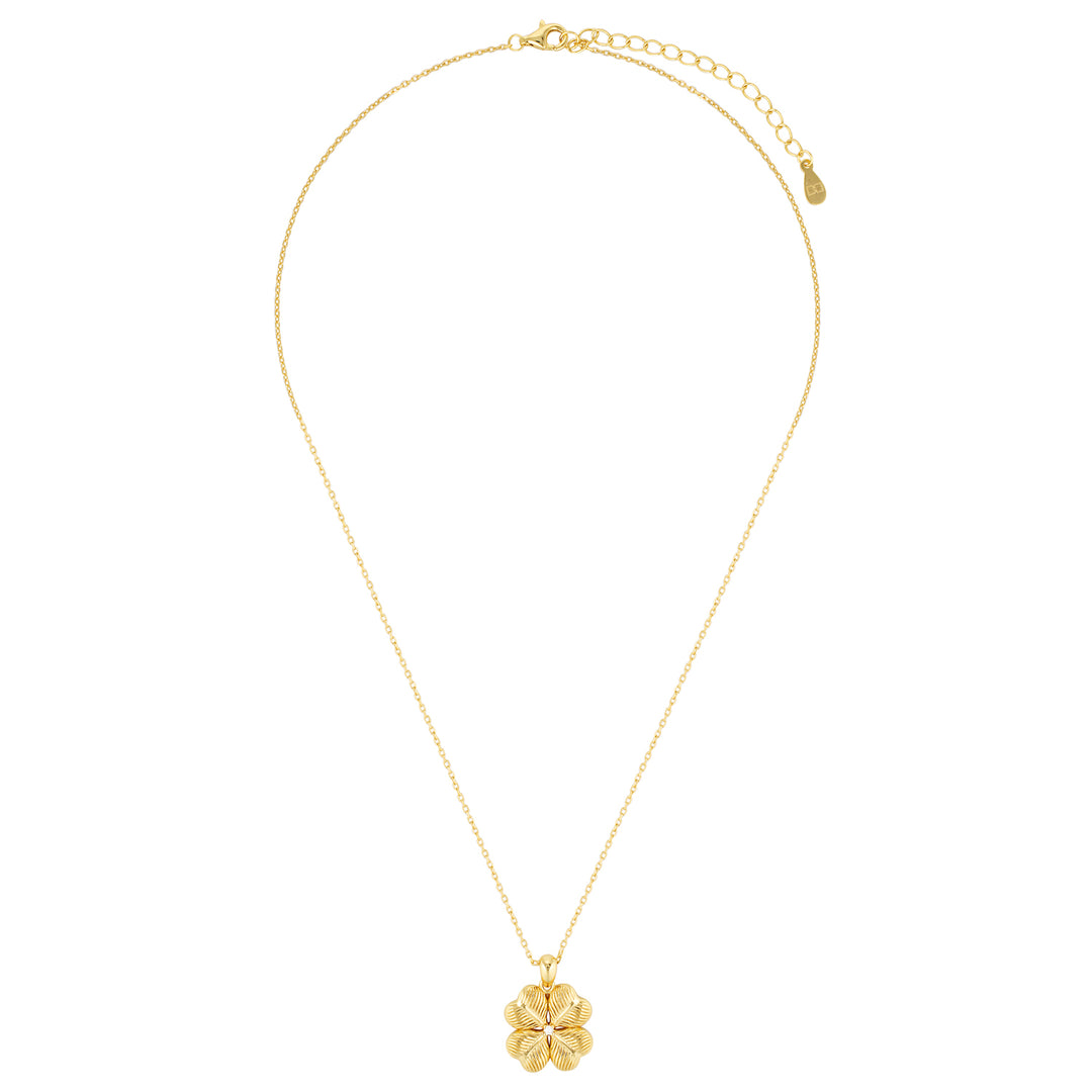 Four Leaf Clover Pendant Necklace in Sterling Silver or Gold