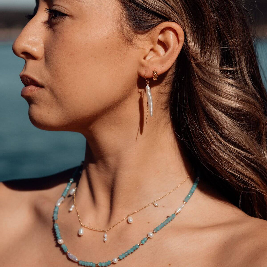 Mara Gold Filled Necklace with Mixed Freshwater Pearl Drops Gold 2 - Bowerbird Jewels - Online Jewellery Store