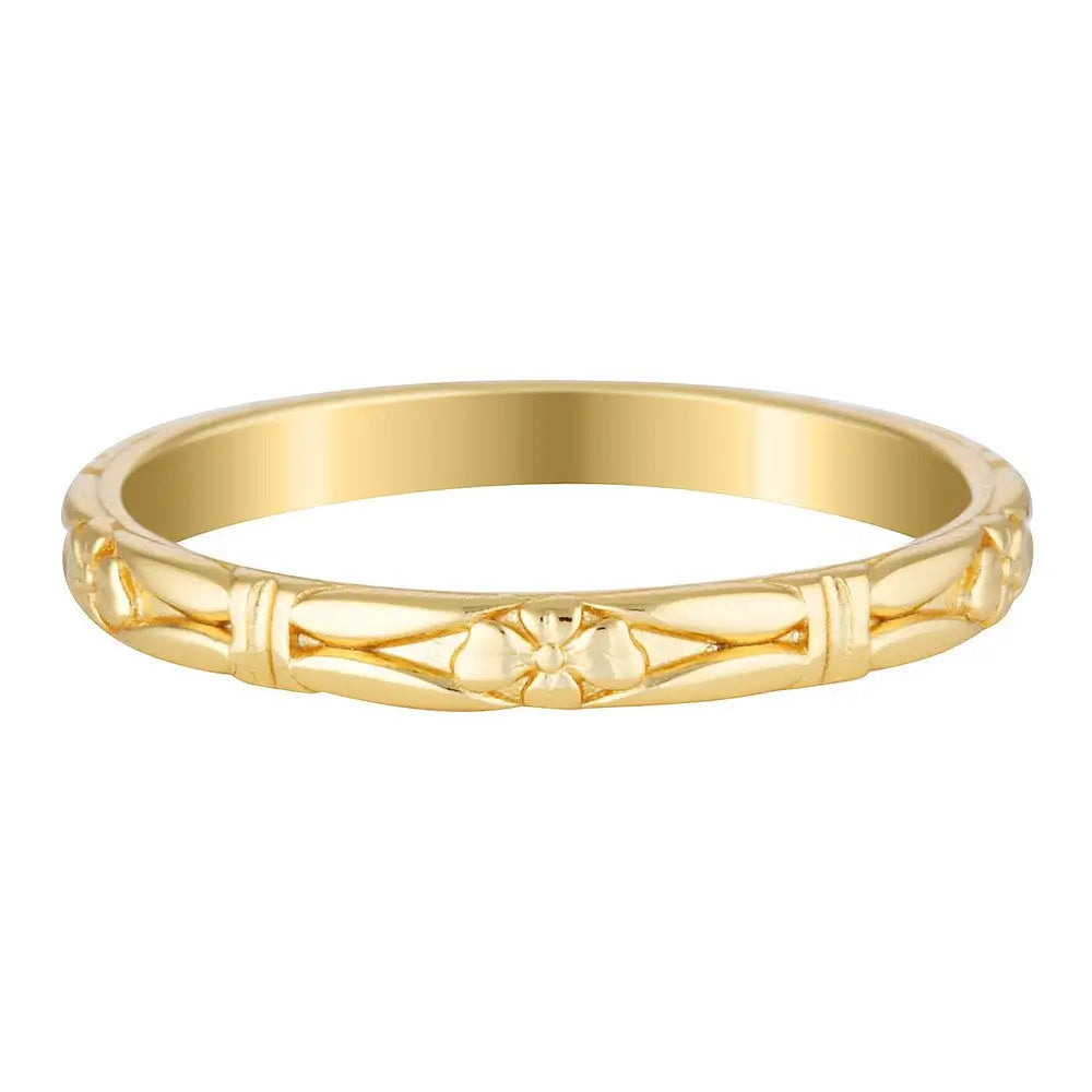 Gold Floral Stacking Band Gold 1 - Australian Jewellery Brand Bowerbird Jewels