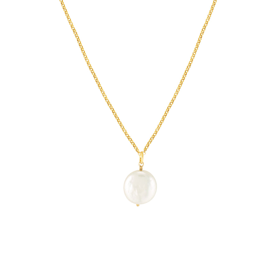 Gold Drop Coin Pearl Pendant Gold 1 - Bowerbird Jewels - Online Jewellery Store