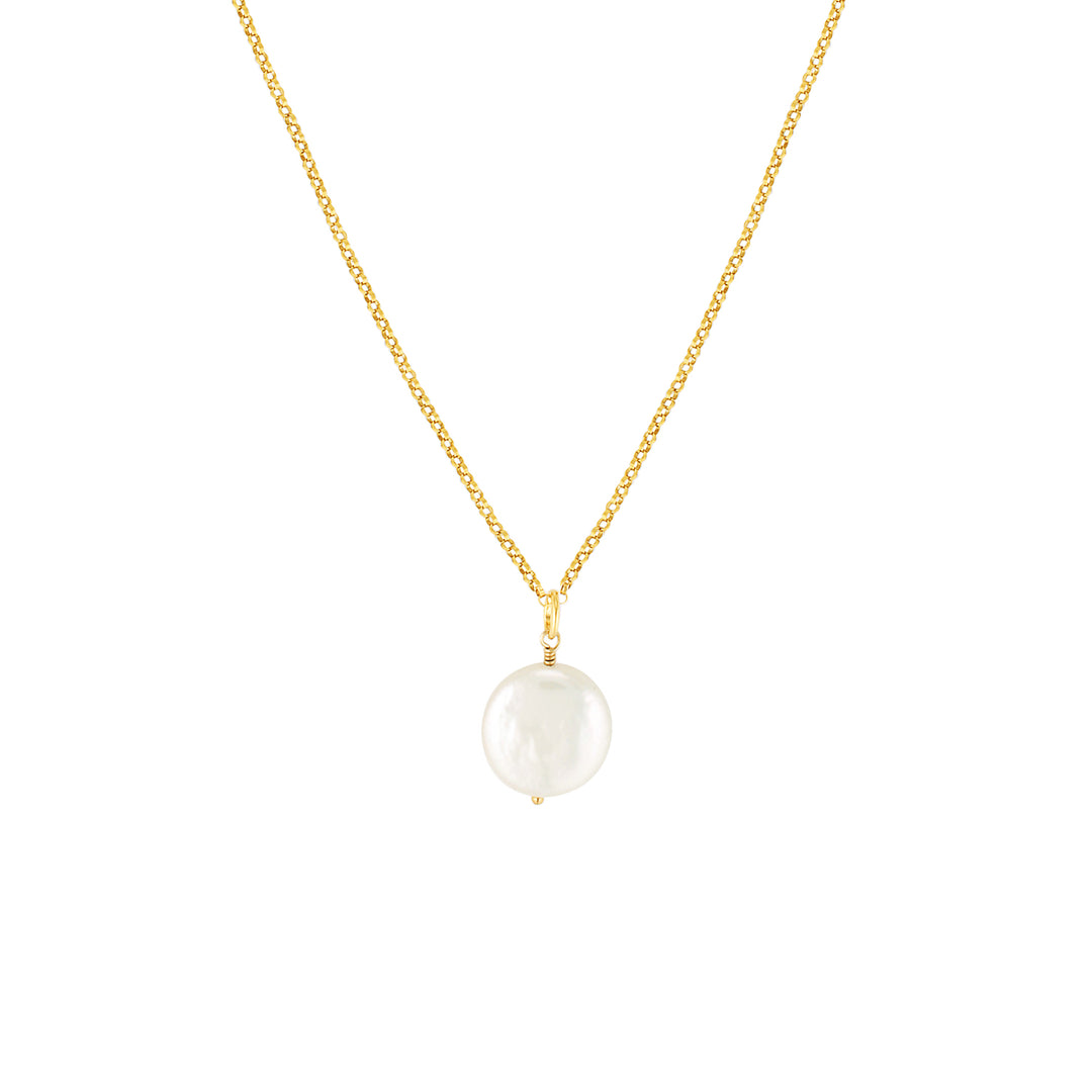 Gold Drop Coin Pearl Pendant Gold 1 - Australian Jewellery Brand Bowerbird Jewels