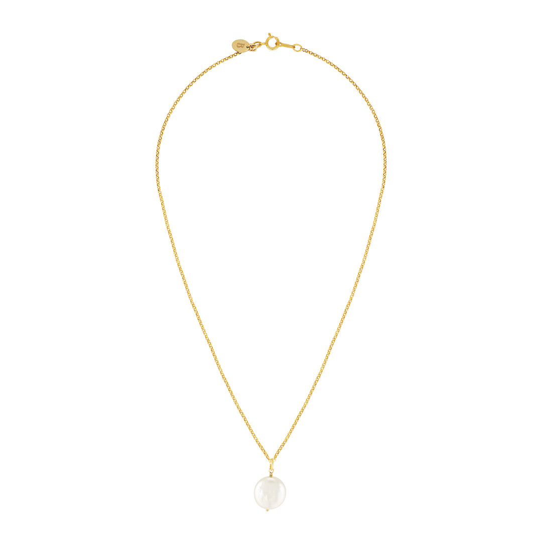 Gold Drop Coin Pearl Pendant Gold 3 - Bowerbird Jewels - Online Jewellery Store