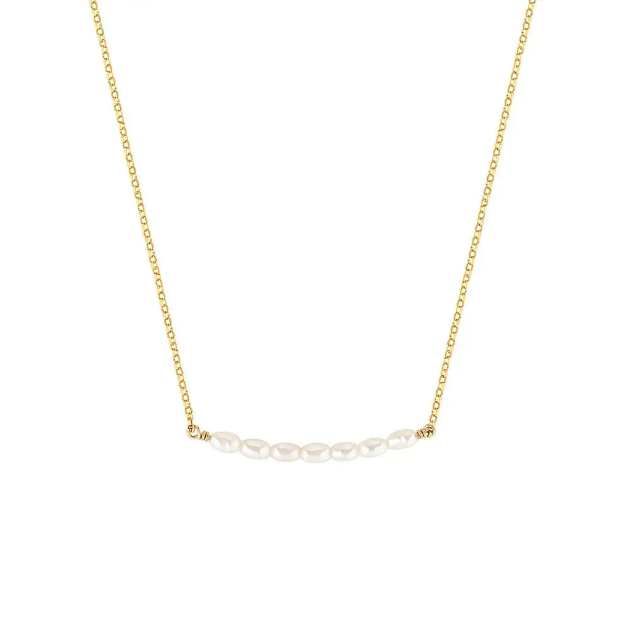 Gold Filled Pearl Line Necklace Gold 1 - Australian Jewellery Brand Bowerbird Jewels