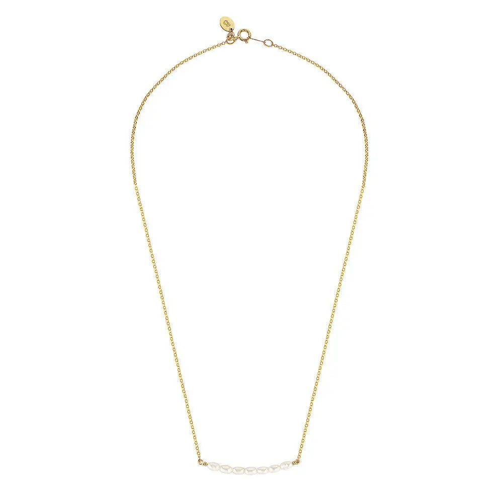 Gold Filled Pearl Line Necklace Gold 2 - Australian Jewellery Brand Bowerbird Jewels