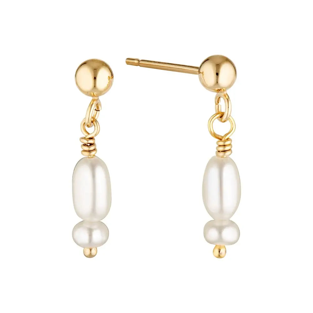 Gold Filled Zenith Pearl Drop Earrings Gold 1 - Australian Jewellery Brand Bowerbird Jewels