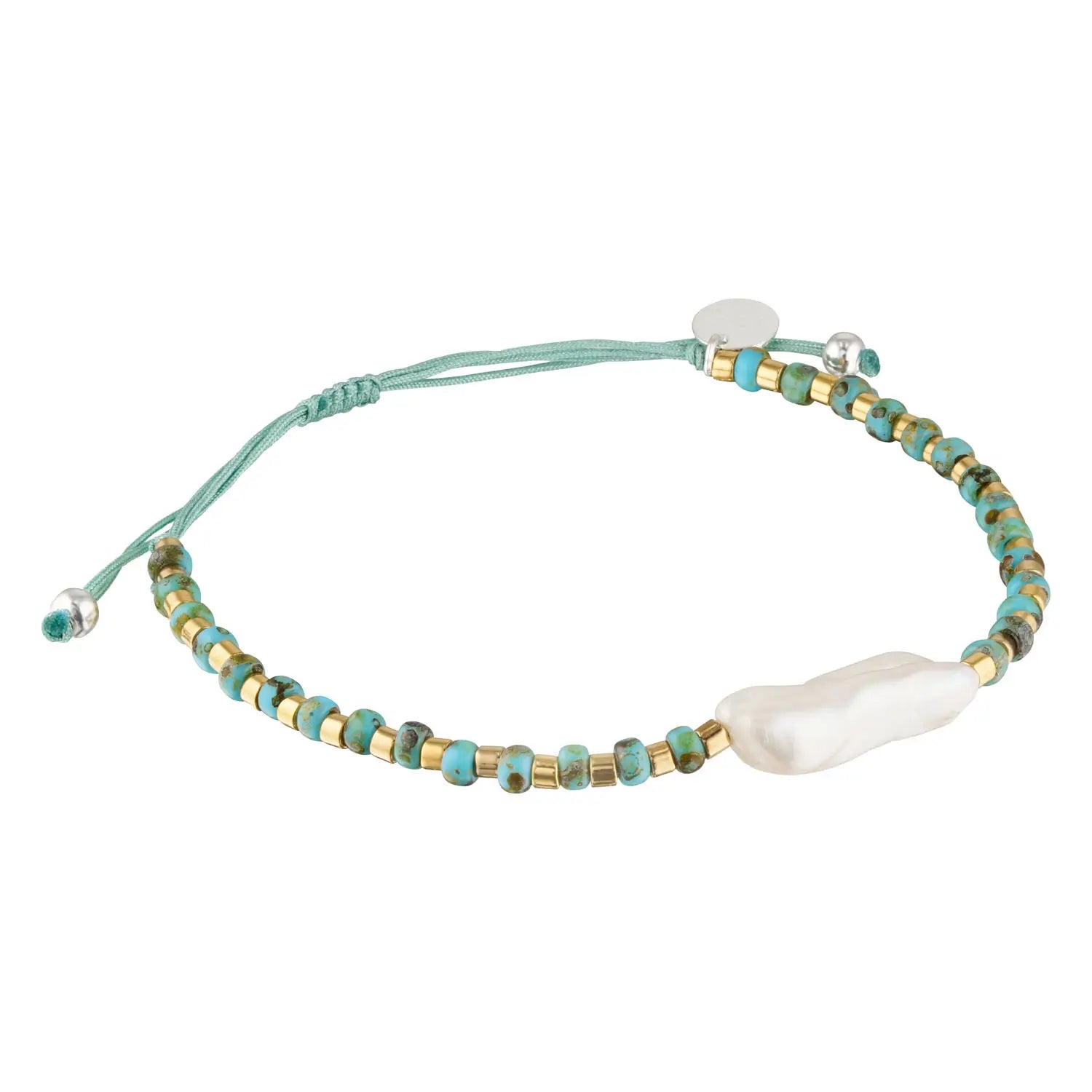 Halo Biwa Pearl Beaded Stacking Bracelet - Aqua 1 - Australian Jewellery Brand Bowerbird Jewels