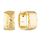 Hammered Finish Square Huggie Hoop Earrings Gold 1 - Australian Jewellery Brand Bowerbird Jewels