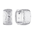 Hammered Finish Square Huggie Hoop Earrings Silver 1 - Australian Jewellery Brand Bowerbird Jewels